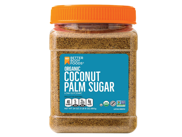 BetterBody Foods Organic Coconut Palm Sugar, Gluten-Free, Non-GMO, Low Glycemic Sugar Substitute, 680g