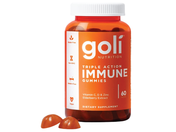 Goli Immune Gummy Vitamin - 60 عددًا - نبات البلسان وفيتامين C و D والزنك ، نباتي ، نباتي ، غير معدّل وراثيًا ، خالٍ من الغلوتين وخالٍ من الجيلاتين