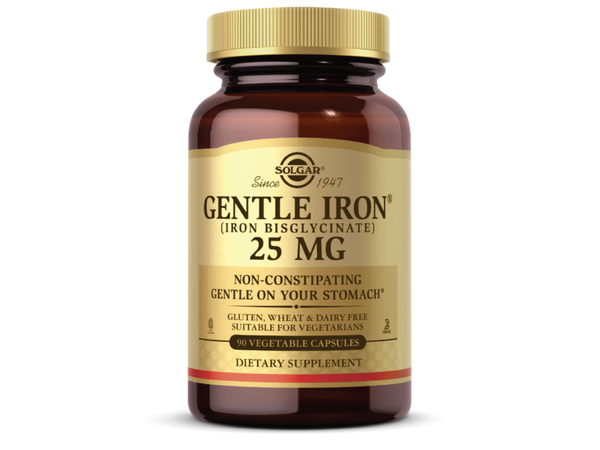 Halal Solgar Gentle Iron 25 مجم ، 90 كبسولة نباتية - طاقة ، إنتاج طبيعي لخلايا الدم الحمراء - لطيف على المعدة - غير معدّل وراثيًا ، نباتي ، خالي من الغلوتين ، خالي من الألبان ، كوشير ، حلال ، بدون نكهة