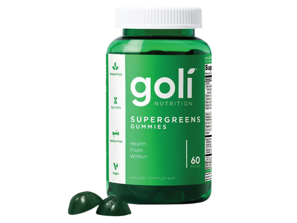 Goli SuperGreen Gummy Vitamin - 60 عددًا - فيتامينات ومعادن أساسية - نباتي ، نباتي ، خالي من الغلوتين وخالي من الجيلاتين - جيدًا من الداخل