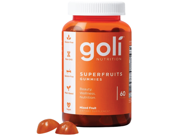 Goli SuperFruits Beauty Gummy Vitamin - 60 عددًا - مكونات تعزز الكولاجين. يشع. يجدد. تحديث - فواكه مختلطة ، نباتي ، نباتي ، غير معدّل وراثيًا ، خالي من الغلوتين والجيلاتين